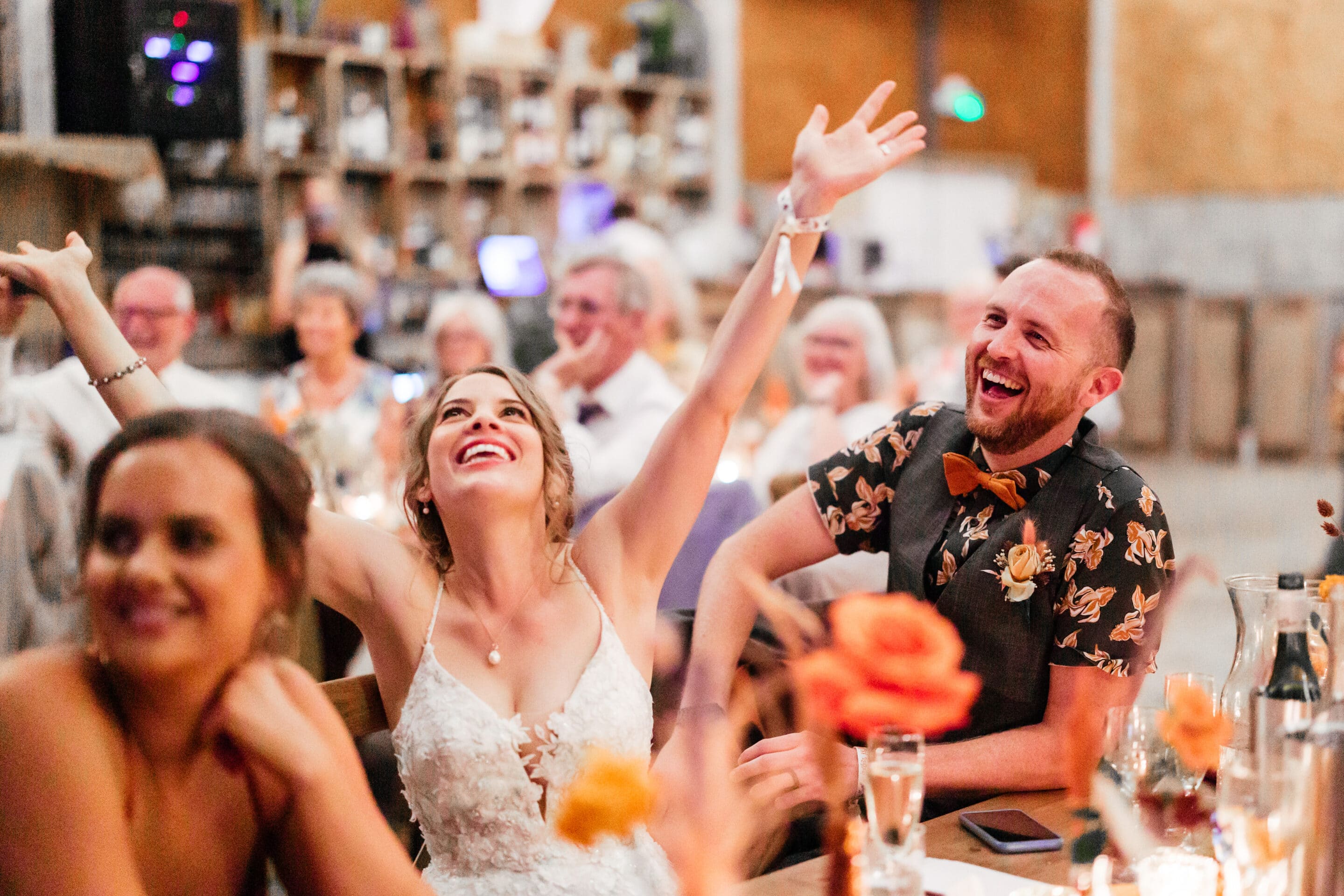 bride and groom reaction to the best man speech