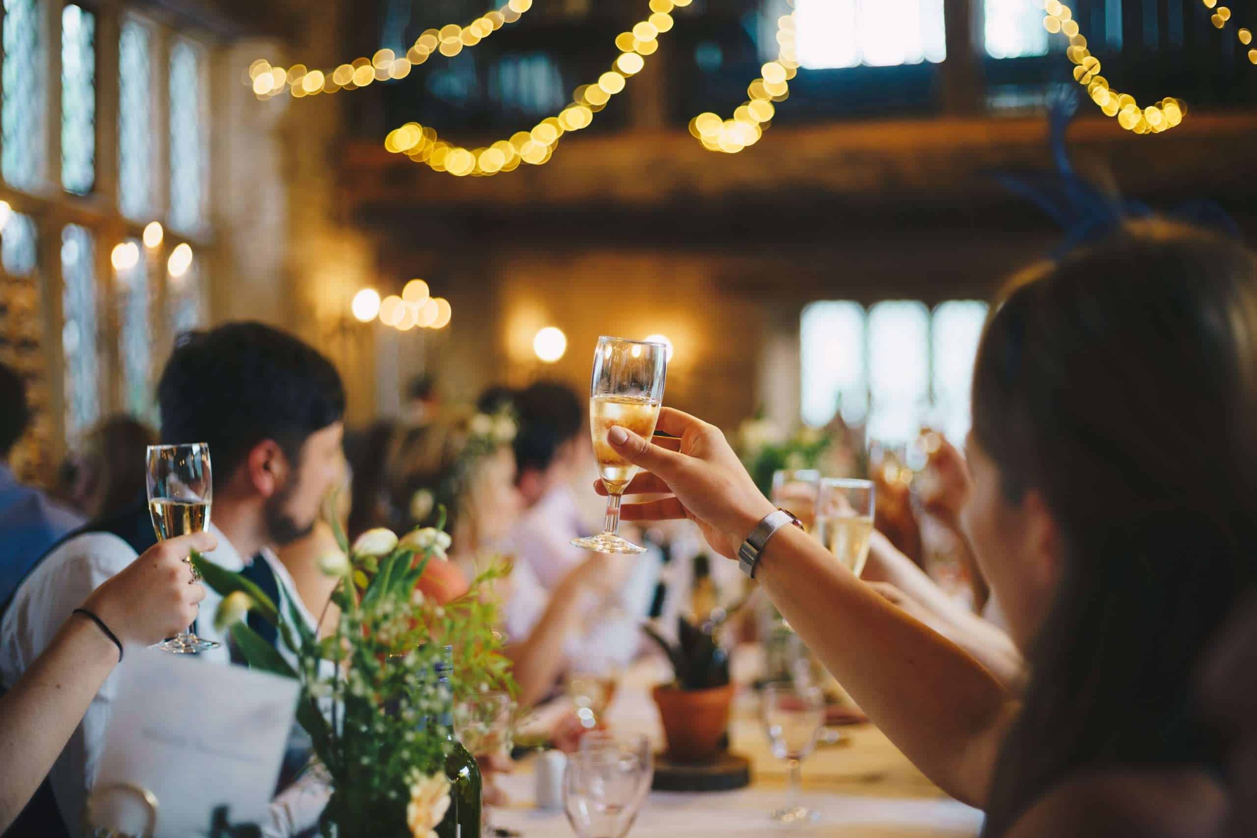 anniversary speech with people toasting