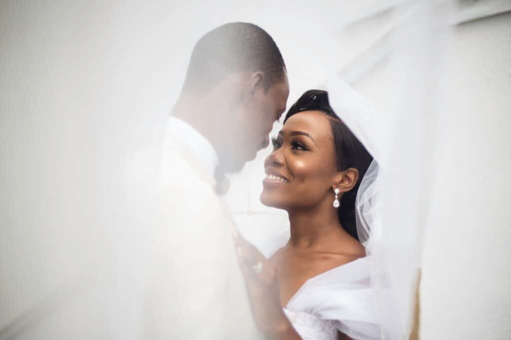 romantic bride and groom