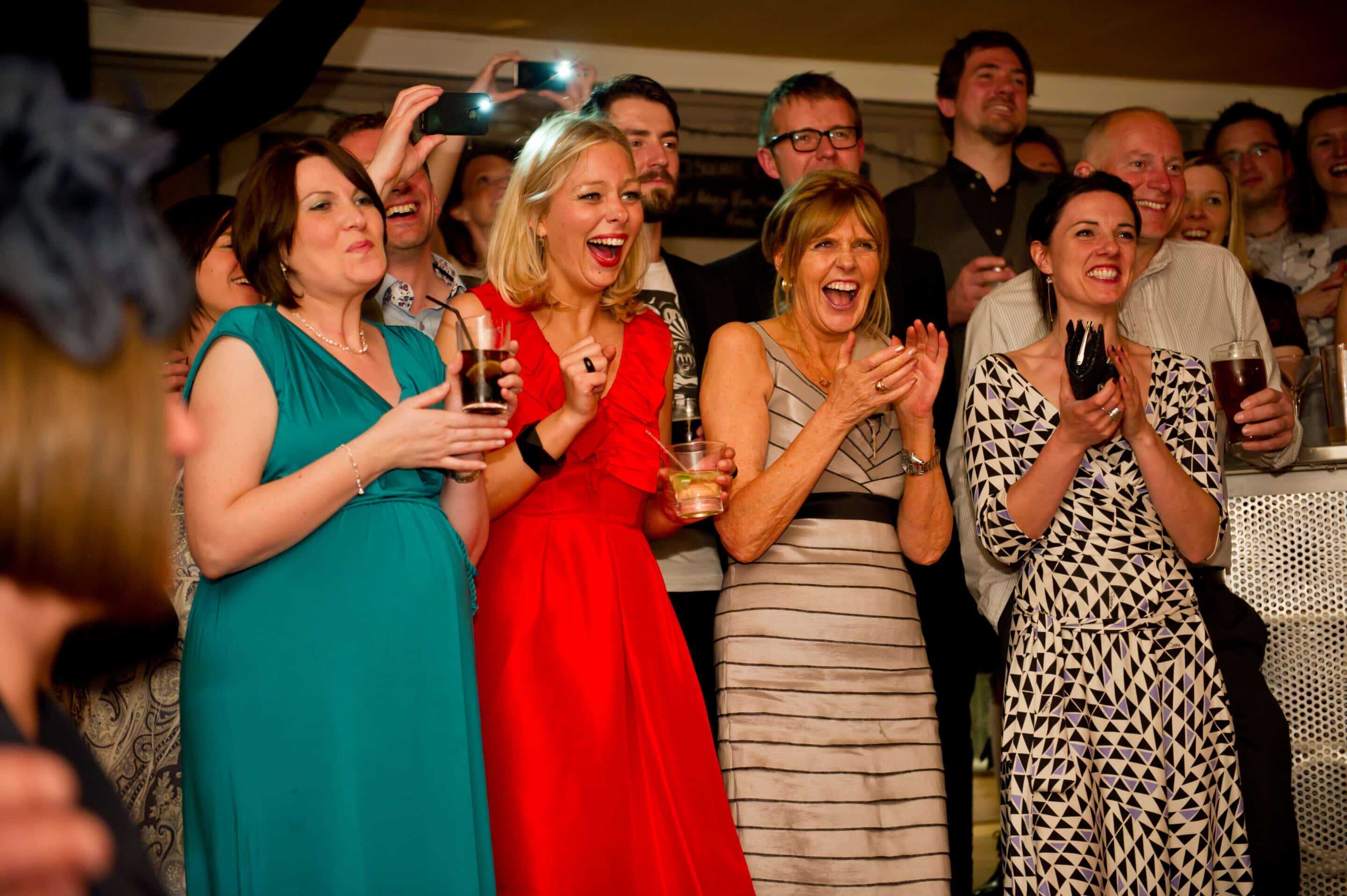 laughing party guests