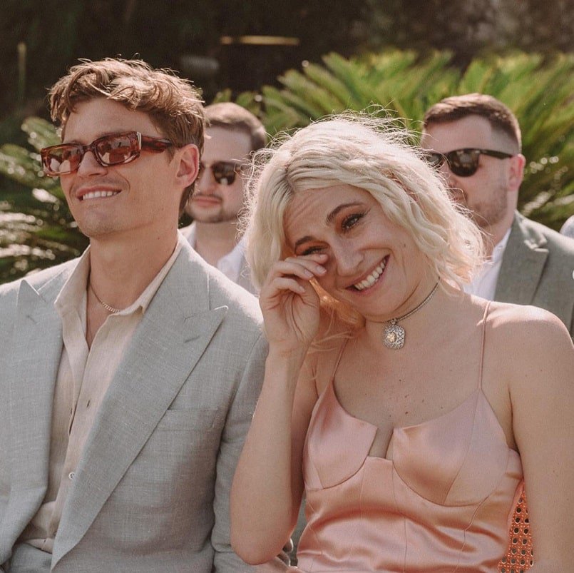 Pixie Lott enjoying Scott's speech