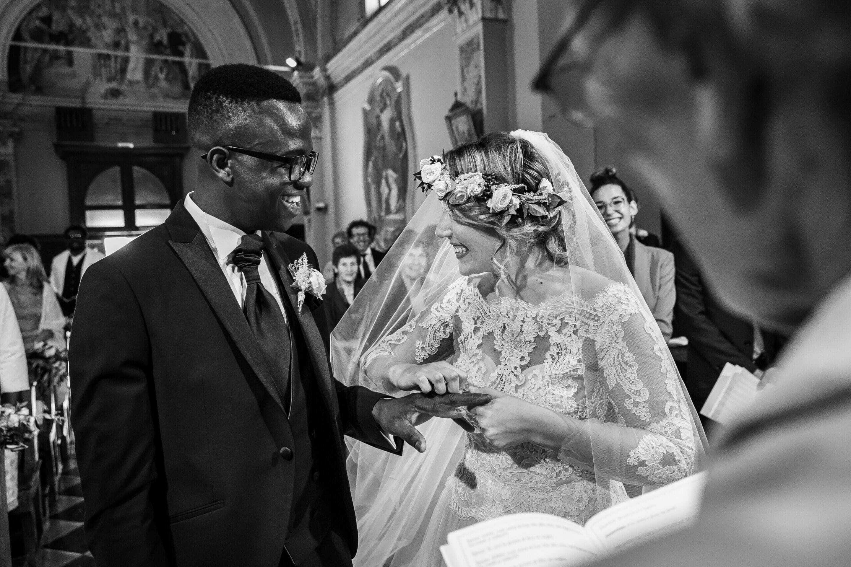 couple delivering unique wedding vows as part of their church ceremony