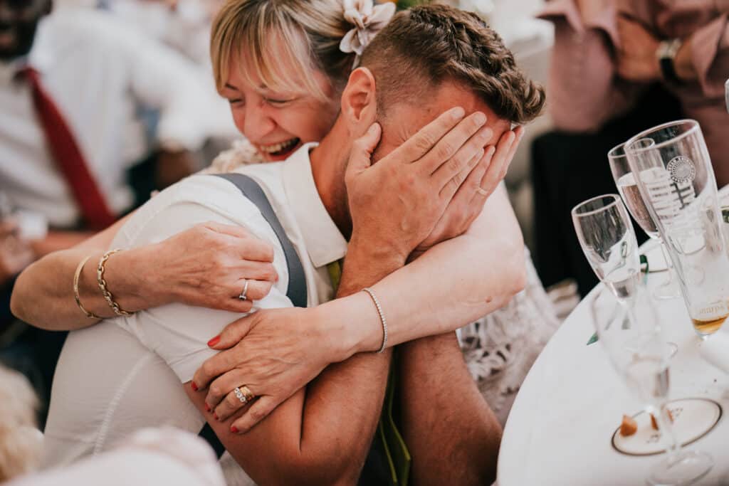 groom getting emotional about wedding speech